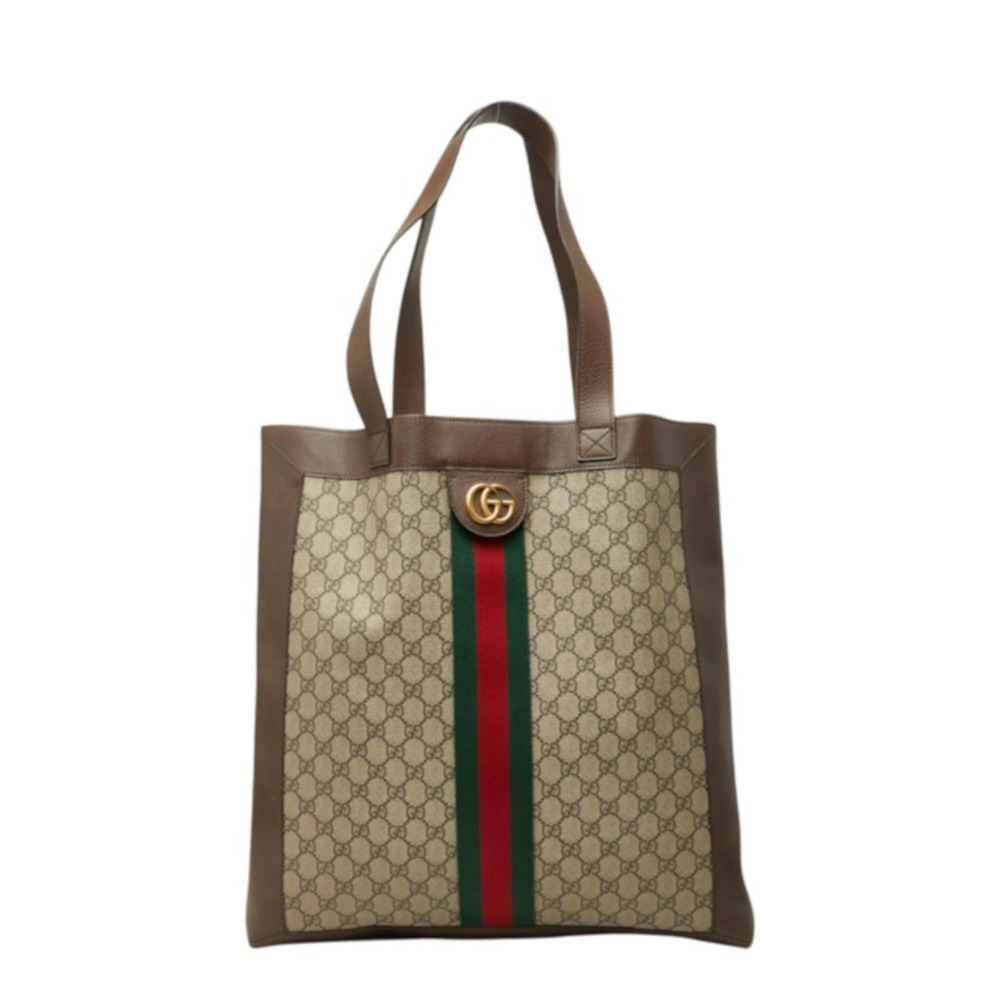 Gucci GG Supreme Ophidia Tote Bag 519335 Beige Brown Leather Women's GUCCI